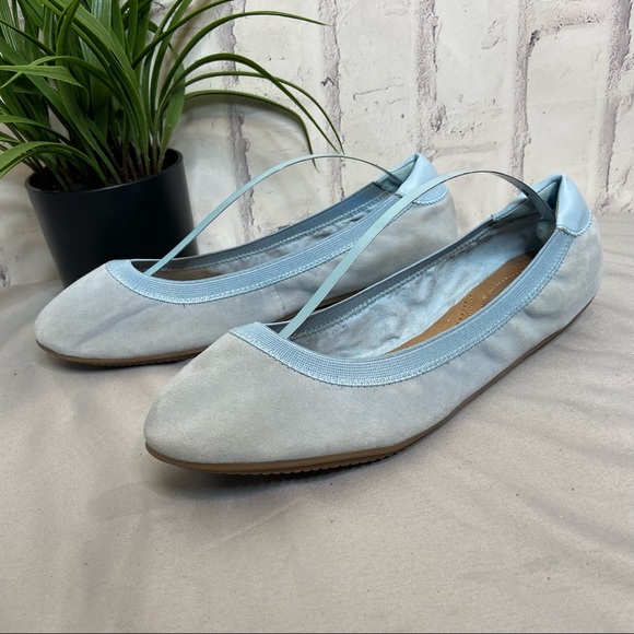 Lands End Suede Comfort Elastic Ballet Flats 9 - Picture 1 of 9